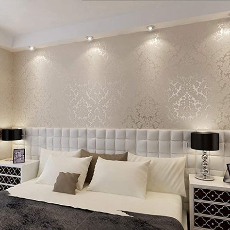 Small Apartment Accent Wall, Textured Wallpaper Accent Wall, Gold Wallpaper Living Room, Wood Pattern Wallpaper, Glitter Wallpaper Bedroom, Damask Wallpaper Bedroom, Wallpaper Accent Wall Bathroom, Damask Wall, Accent Walls In Living Room