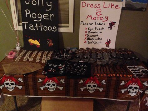 Pirate Party Tattoo Parlor, Pirate Tattoo Parlor, Pirate Themed Birthday Party, Pirate Themed Birthday, Pirate Tattoo, Pirate Birthday Party, Jolly Roger, Tattoo Parlors, Pirate Life