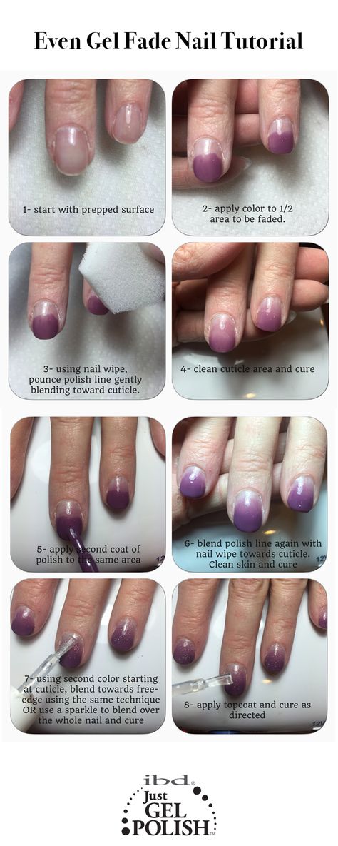 Even Gel Fade (Ombre) Nail Tutorial using Sweet Sanctuary and Fireworks JustGel Polish. How To Fade Nail Polish Ombre, Gel Polish Ombre Tutorial, Ombre Nails At Home, Nail Polish Ombre, Gradient Nails Tutorial, Ombre Nails Tutorial, Nail Polish Tutorial, Ombre Gel Nails, Faded Nails