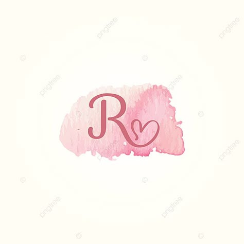 R With A Heart, R Design Letter, Letter R Design, Abstract Font, Alphabet Typography, Feminine Watercolor, Feminine Logo Design, Texture Watercolor, B Letter Logo