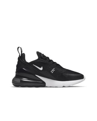 Nike's first lifestyle Air Max shoe is everything you imagined with the Nike Air Max 270. What we love most (for obvious reasons): the BIG, bold wraparound 270 Air unit to showcase our greatest technology everywhere you go. Shown: Black/Anthracite/White Style: 943345-001 270 Air Max Shoes, Air Max Shoe, 270 Nike, Air Max Shoes, Nike Air Max 270, Air Max 270, Kids Nike, White Style, Big Kids