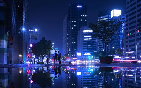 Modern city at night (cropped) [1920x1200] Night City Wallpaper Laptop, Modern City Aesthetic, Night City Landscape, Alley Aesthetic, Active Wallpaper, Rainy City, Desktop Background Images, Rain Wallpapers, Tokyo Night