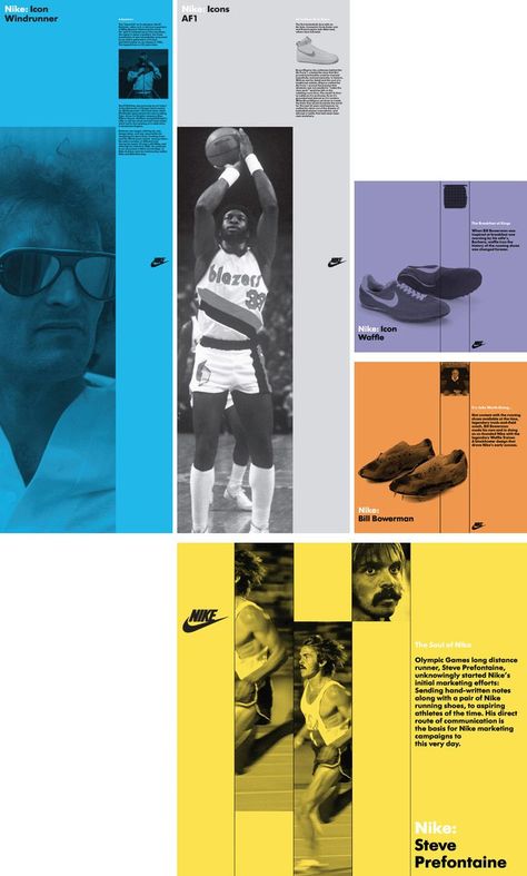 aggressive grid Nike Web Design, Sport Brochure Design, Nike Retail, Bibliotheque Design, Timeline Design, Brochure Layout, Swiss Design, Sports Graphics, Publication Design