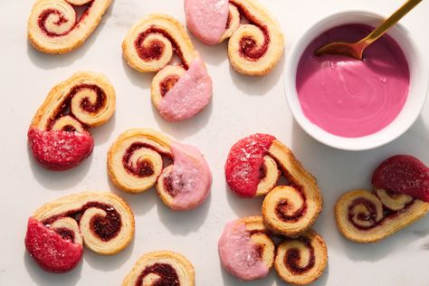 Mini Raspberry Elephant Ears | King Arthur Flour Confectioners Sugar Glaze, Palmiers Recipe, Fruit Powders, King Arthur Baking, Strawberry Powder, Freeze Dried Raspberries, Dried Raspberries, Freeze Dried Fruit, King Arthur Flour