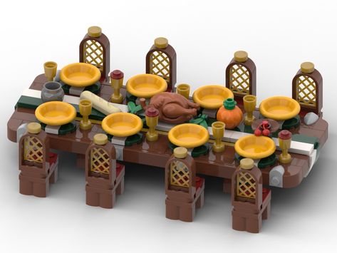 LEGO MOC Medieval Dining Table by Huebre | Rebrickable - Build with LEGO Crane Paper, Lego Design Ideas, Lego Village, Castle Project, Lego Halloween, Medieval City, Lego Creative, Lego Castle, Lego News