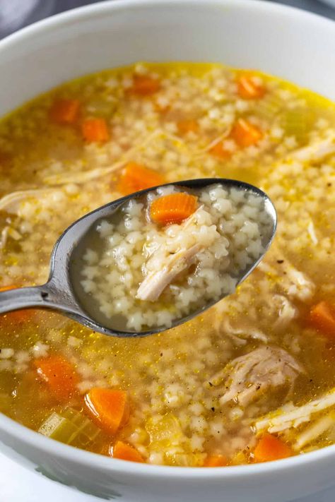 Chicken Pastina Soup Italian Chicken Noodle Soup, Chicken Pastina Soup, Chicken Pastina Soup Recipe, Chicken Pastina, Soup For Sick, Pastina Recipes, Pastina Soup, Chicken Veggie Soup, Tiny Pasta