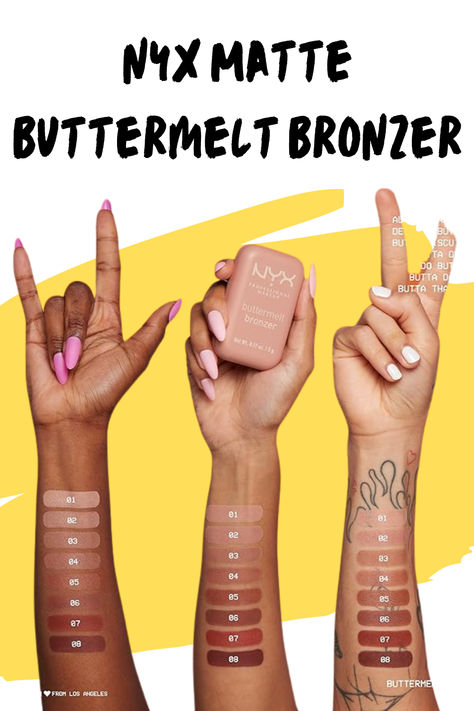 "Get that flawless matte finish with NYX PROFESSIONAL MAKEUP Matte Buttermelt Bronzer! With up to 12 hours of wear, your glow will stay all day. All Butta'd Up for a smooth, buttery application! #NYXMakeup #MatteBronzer #ButtermeltBronzer" Nyx Butter Melt Bronzer, Nyx Butter Bronzer, Nyx Buttermelt Bronzer Swatches, Nyx Bronzer, Nyx Matte, Nyx Butter, Butter Bronzer, Matte Bronzer, Nyx Makeup