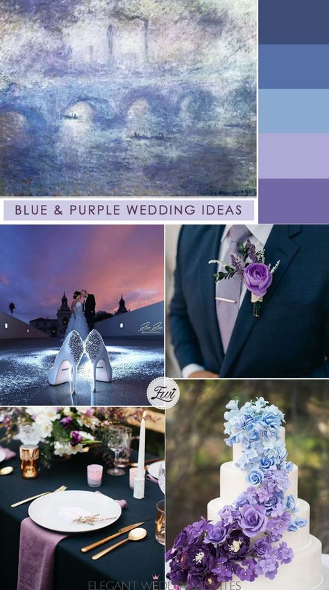 Black And Lilac Wedding, Shades Of Purple Wedding, Purple And Blue Wedding, Blue And Purple Wedding, Bridesmaid Color, Blue Wedding Ideas, Blue Purple Wedding, Wedding Color Palettes, Wedding Color Pallet