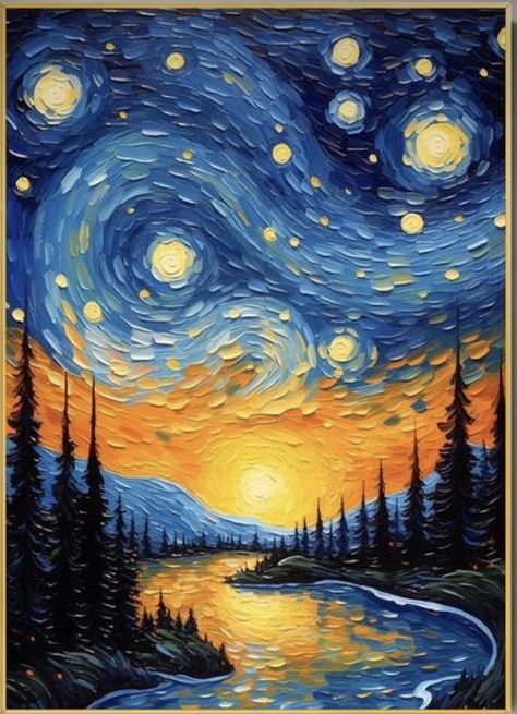 Modelling Paste Art, Hummingbird Art Drawing, Canvas Art Painting Abstract, Textured Paper Art, Colorful Canvas Art, Van Gogh Style, Starry Night Art, Van Gogh Painting, Night Sky Painting