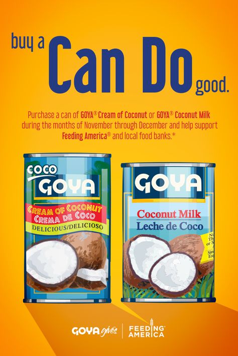 Goya Cream Of Coconut Recipes, Cream Of Coconut Recipes, Coconut Cream Recipes, Make Coconut Milk, Cream Of Coconut, Coconut Desserts, Food Company, Feeding America, Coconut Recipes