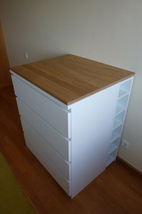 After I came across those two hacks (1, 2), I decided that I had to build my own baby changing table for my daughter. Diy Changing Table, Hack Ikea, Malm Dresser, Baby Care Essentials, Baby Room Diy, Baby Changing Table, Storage Kids Room, Ikea Malm, Ikea Hackers