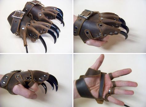 Steampunk Tendencies | Clawed gloves ~ strongholdleather http://www.steampunktendencies.com/post/77186472548/ New Group : Come to share, promote your art, your event, meet new people, crafters, artists, performers... https://www.facebook.com/groups/steampunktendencies Fantasy Items Products, Claw Gloves, Steampunk Tendencies, Object Design, Style Steampunk, Leather Armor, Steampunk Costume, Gothic Steampunk, Dieselpunk