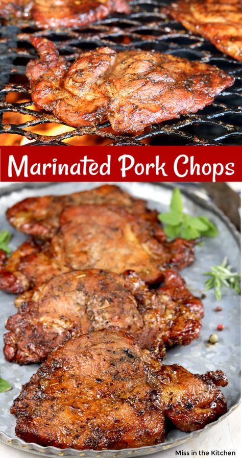 Marinated Pork Chops Grilled, Pork Chop Marinade, Marinated Pork Chops, Easy Pork Chops, Easy Pork Chop Recipes, Pork Chop Recipes Baked, Pork Chop Dinner, Simple Pantry, Pantry Ingredients