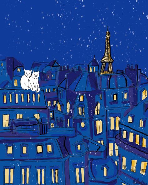 Arte Jazz, Night Paris, Paris Print, Dreamy Art, Paper Weight, Anime Scenery, 그림 그리기, Pretty Art, New Yorker