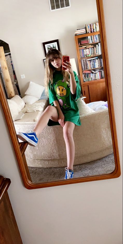 Drew T-Shirt. T-Shirt Dress. Blue Vans. Outfit. Blue Vans Outfit, Blue Vans, Vans Outfit, Tshirt Outfits, Shirt Outfit, T Shirt Dress, Sneakers Fashion, Shirt Dress, Fashion Outfits