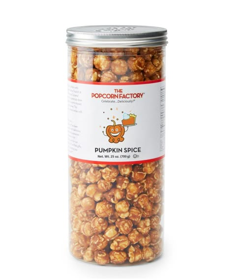 The Popcorn Factory Pumpkin Spice Popcorn Baking Essentials Tools, Spiced Popcorn, Popcorn Packaging, Pumpkin Pie Ice Cream, Pumpkin Pie Bars, Jar Packaging, Starbucks Pumpkin, Caramel Corn, Grocery Foods