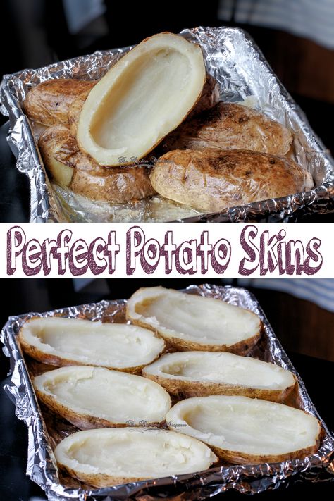 Potato Skins Collage Potato Skins Easy, Appetizer Foods, Homemade Potato Skins, Snacks Potato, Potatoe Skins Recipe, Healthy Superbowl Snacks, How To Make Potatoes, Potato Skin, Quick Dinners