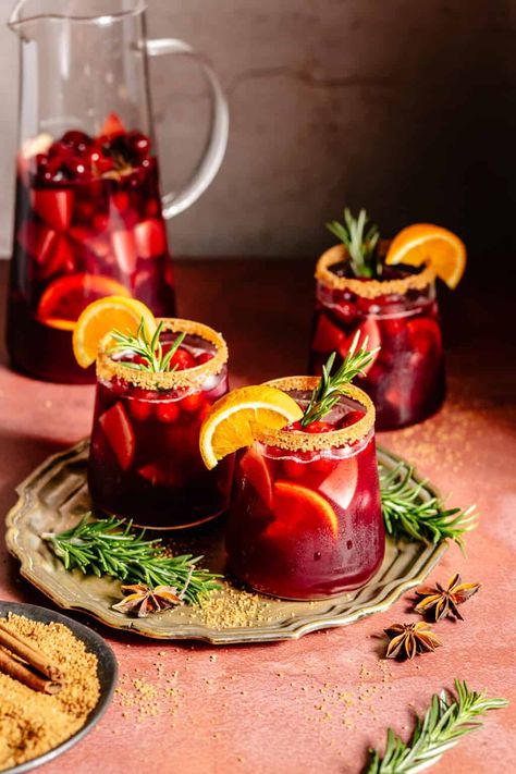 12 Days of Holiday Cocktails Holiday Sangria Recipes, Apple Cider Juice, The Defined Dish, Holiday Sangria, Cocktails For A Crowd, Sangria Cocktail, Spritzer Recipes, Martini Ingredients, Rosemary Simple Syrup