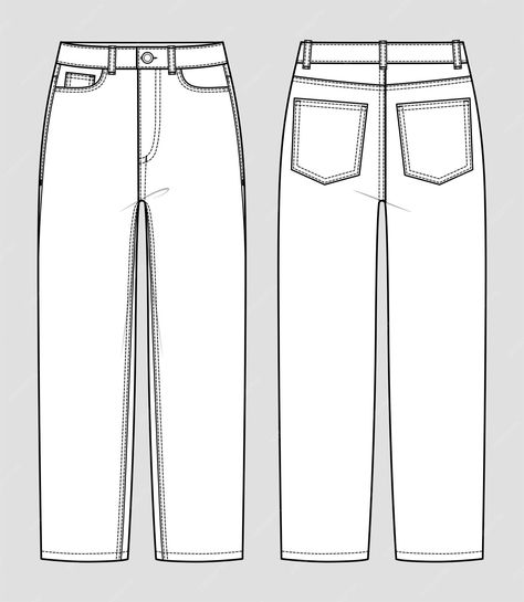 Jeans Tech Pack, Jeans Flat Sketch, Jeans Technical Drawing, Pant Drawing, Female Shirt Designs, Jeans Mockup, Men Sketch, Kitty Crafts, Indian Wedding Invitation