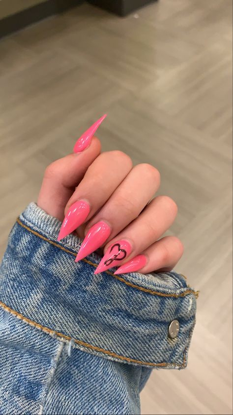 Initial Nails Stiletto, Stiletto Nails With Initials, Nail With J Initial, J On Nails Letter, J Initial Nails, Pink Stiletto Nails, J Initial, Nail Designs Tutorial, Initial Design