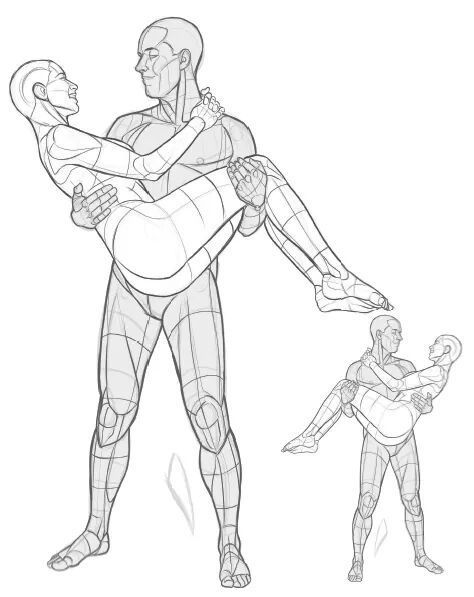 Bridal Carry Drawing, Human Figure Sketches Step By Step, Bridal Carry, Superhero Duos, Duo Pose, Drawing Topics, Armor Drawing, Human Figure Sketches, Human Anatomy Drawing