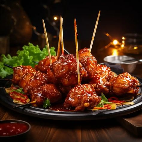 Chicken Lollipop is a popular and savory appetizer that is widely enjoyed in various parts of the world, especially in Indian and Chinese cuisines. These chicken drumettes are frenched, meaning the meat is scraped down to the bone, resulting in a unique and appealing presentation. Chicken Lollipops are known for their crispy exterior, tender meat, and the delightful blend of spices and seasonings that coat them. They are typically served with a variety of dipping sauces and are a favorite at parties, restaurants, and street food stalls. Chicken Drumettes, Chicken Lollipop, Chinese Appetizers, Lollipop Recipe, Food Reference, Chicken Lollipops, Red Chili Sauce, Down To The Bone, Chicken Tenderloin Recipes