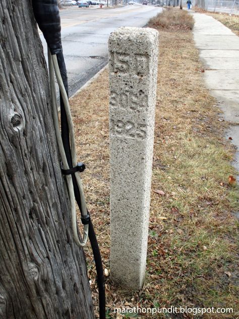 Rare 15D road marker in Skokie, Illinois. 15D was a section of the state motor fuel tax law. The concrete post is marked with the year 1925, Skokie Illinois, Concrete Posts, Girl Scouts, Travel Usa, My Home, Illinois, To Look, Markers, The Year