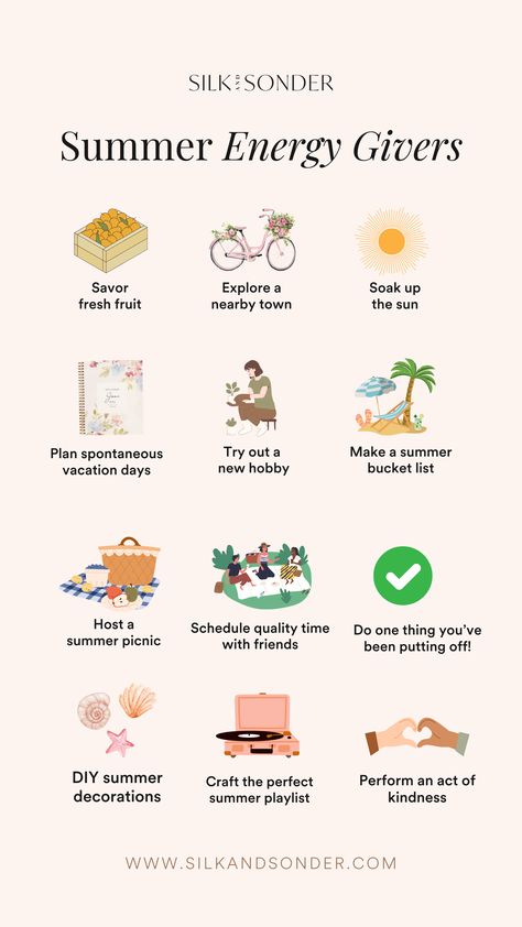 Anyone else love summer? Consider this your sign to to add these energy gives into your summer routine! ⁠  #summer #energygivers #selfcare #selfawareness #personalgrowth #growthmindset Hygge Summer, Energy Givers, Summer Routine, Cozy Summer, Relaxing Game, Summer To Do List, Summer Energy, Happiness Project, Work Routine