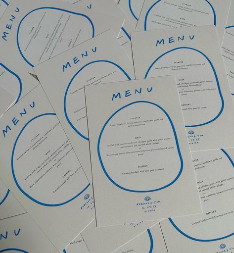 Bringing the bride's vision to life with these custom menus for a wedding set by the sea in Sintra. Minimalistic yet elegant, each menu… | Instagram Set Menu Design, Menu With Illustrations, Wedding Menu Ribbon, Wedding Menu Handwritten, Minimal Wedding Menu Design, Illustrated Menu Wedding, Menu Card Design, Wedding Dr, Wedding Event Decor