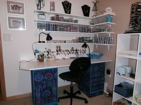 built a bead craft area, craft rooms, diy, how to, painted furniture, shelving ideas Small Craft Rooms, Craft Supply Storage, Port Area, Car Port, Dream Craft Room, Craft Room Design, New Bedroom, Craft Area, Computer Room