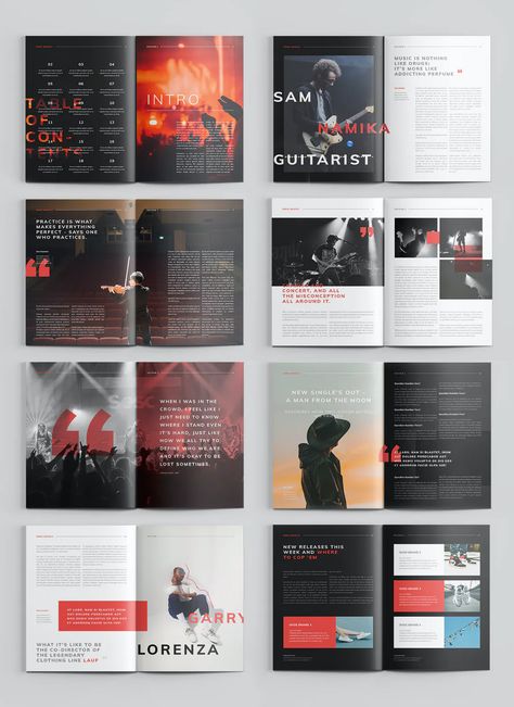 Music Magazine Template INDD - 20 pages - A4 and US Letter size Music Magazine Article, Music Magazine Layout Design, Music Magazine Design, Music Magazine Layout, Music Book Design, Editorial Magazine Layout, Music Magazine Cover, Music Brochure, Independent Magazine