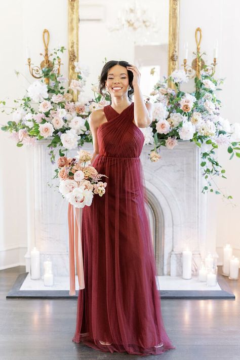 Bridesmaid Separates, Maroon Bridesmaid Dresses, Aria Dress, Tulle Long Skirt, Sell Dresses, Bridesmaid Colors, Tulle Bridesmaid Dress, Long Bridesmaid Dresses, Bridal Inspiration