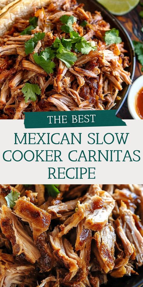 Discover the best slow cooker carnitas with this easy and delicious recipe. Juicy and full of flavor, this Mexican pulled pork is perfect for your slow cooker recipes board. Save this pin and click to explore the full recipe and detailed guide. Enjoy a comforting and satisfying meal that’s sure to impress your friends and family. Slow Cooker Pork Burritos, Mexican Pot Roast Crock Pot Recipes, Pulled Pork Carnitas Crock Pot, Pampered Chef Carnitas Seasoning Recipes, Easy Pork Slow Cooker Recipes, Easy Carnitas Crockpot, Crockpot Pork Shoulder Roast Slow Cooker, Mexican Pulled Pork Crock Pot Recipes, Pork Shoulder Carnitas Crockpot