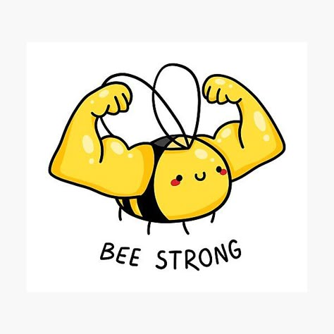 Bee Strong, Funny Laptop Stickers, Sticker Design Inspiration, Cute Laptop Stickers, Cute Words, Funny Doodles, Handmade Sticker, Cute Memes, Cool Stickers