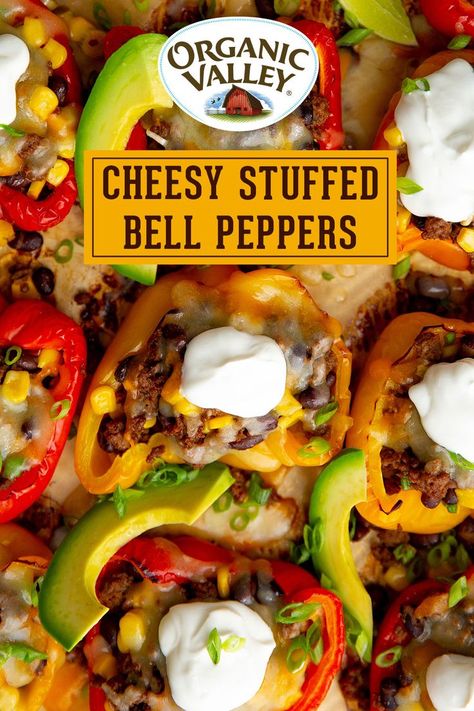 Stuffed Bell Peppers Recipe, Easy Healthy Meal, Organic Valley, Easy Healthy Meal Prep, Quick And Easy Dinner, Cheesy Recipes, Bon Appetite, Bariatric Recipes, Health Dinner Recipes