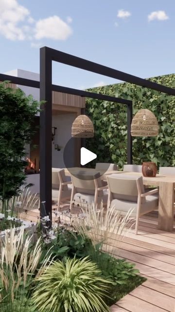 Andrea Groenveld Tuinontwerp | Garden Design on Instagram: "Garden with garden house, fire place and terraces surrounded by green🌿
Happy new week!

#luxetuin #tuinontwerp #gardendesign #relaxtuin #tuininspiratie #nieuwetuin #pergola #overkapping #buitenhaard #stadstuin #citygarden #tuinidee" House Garden Ideas, Terrace Garden Ideas Modern, L Shape Garden Design, Modern Garden Design Luxury Backyards, Terrace Garden Ideas, Happy New Week, Modern Garden Design, Backyard Inspo, City Garden