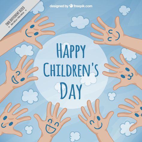 Enjoyable children's day background with faces painted hands Happy Children's Day Ideas, National Childrens Day, Children's Day Wishes, Painted Hands, Children's Day Poster, Cloud Stencil, Literacy Day, Paper Box Template, Activities Ideas