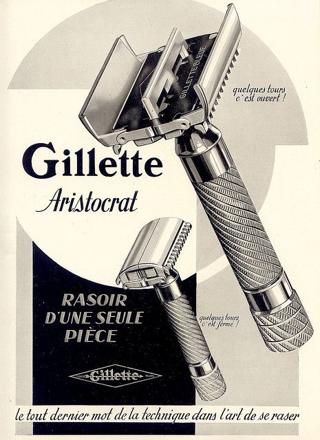 gillette >> amazing razor illustration! Gillette Ads, Stare Reklamy, Gillette Razor, Vintage Razors, Barber Chairs, Vintage Shaving, Wet Shave, Vintage Barber, Graphic Design Collection