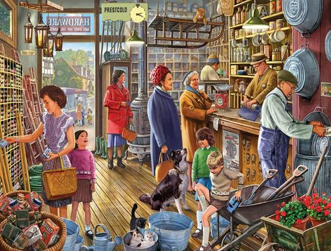 Amazon.com: White Mountain Puzzles The Hardware Store - 500 Piece Jigsaw Puzzle, 144 months to 1188 months : Toys & Games British Nostalgia, Lovely Images, 500 Piece Jigsaw Puzzles, Country Scenes, 500 Piece Puzzles, 1000 Piece Jigsaw Puzzles, White Mountain, London Art, Vintage Pinup