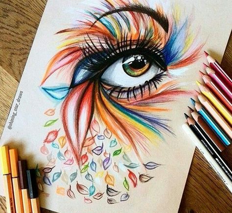 Very cool Colorful Drawings Creative, Pencil Colour Painting, Colored Pencil Art Projects, Pencil Drawing Images, Animal Tattoo Ideas, Color Pencil Sketch, Eyeball Art, Easy Mandala Drawing, Eye Drawing Tutorials