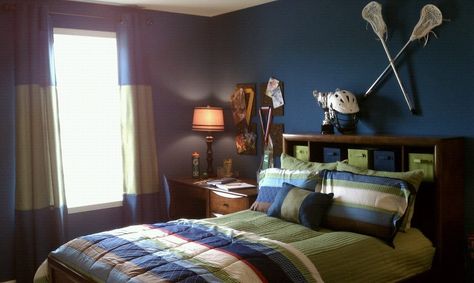 Lacrosse boys room Lacrosse Bedroom Ideas, Book Bedroom Ideas, Young Man Room, Lacrosse Bedroom, Lacrosse Room, Bedroom Girly, Boy Bathroom, Lacrosse Boys