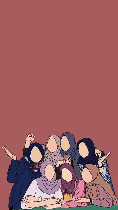 Wallpaper For Group Of Friends, Friendship Pictures Group Cartoon, School Group Dp, Group Of Friends Aesthetic Faceless, Friend Group Aesthetic Faceless, Girly Art Illustrations Life, Group Dp, Faceless Illustration, Cute Hijab Cartoon Wallpaper