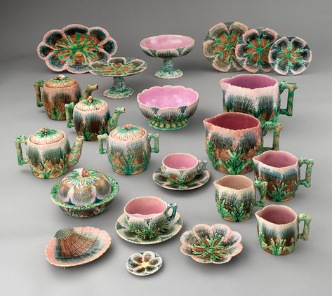 The Bard, Colorful Pottery, Majolica Pottery, Oyster Plates, Colorful Ceramics, New Ceramics, Cups And Saucers, Glazes For Pottery, Vintage Pottery