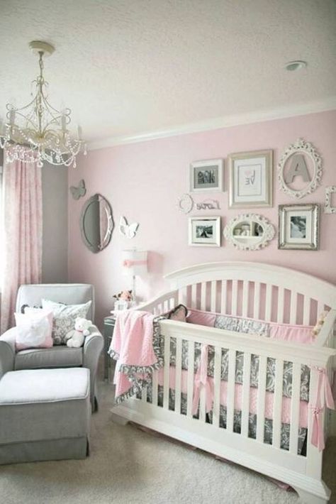 Pink And Gray Nursery, Girl Nursery Pink, Girl Nursery Ideas, Casa Country, Bedroom Images, Girl Nursery Room, Teenage Bedroom, Girls Nursery