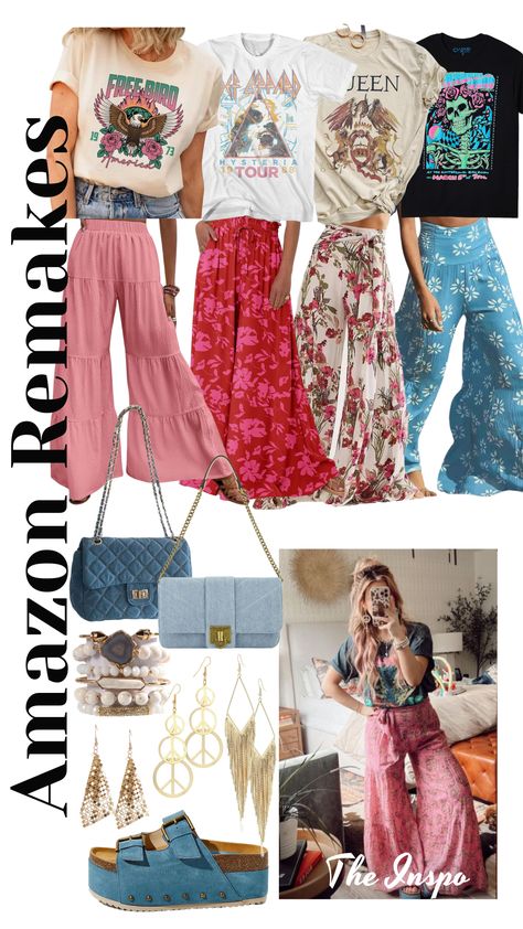 Comfy Curvy Outfits, Campy Fashion Aesthetic, Boho Chill Outfits, Anthropology Aesthetic Outfit, Cozy Boho Outfit, Hippie Wide-leg Pants For Fall, Stylish Mom Outfits Summer, Bohemian Style High-waisted Wide Leg Pants, Comfy Shopping Outfit