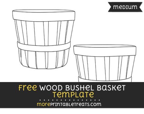 Free Wood Bushel Basket Template - Medium Apple Basket Template Free Printable, Basket Template Free Printable, Basket Template Printable, Apple Basket Craft, Preschool Apples, Wicker Basket Decor, Basket Template, Harvest Theme, Small Baskets