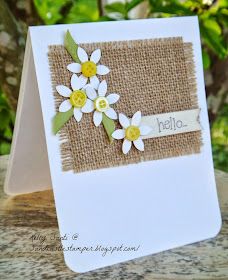 Burlap Card, Daisy Cards, 카드 디자인, Hello Cards, Spring Cards, Button Cards, Birthday Cards Diy, Handmade Birthday Cards, Floral Cards