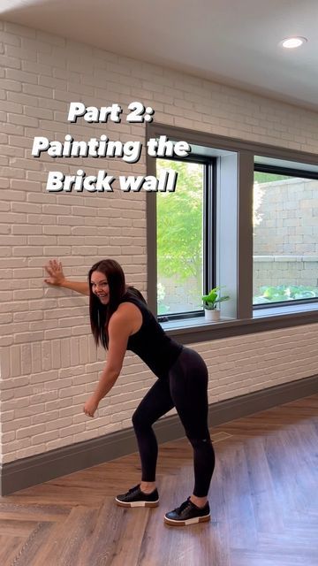 Mysha| DIY Interior Designer on Instagram: "Basement transformation: GIANT BRICK WALL Tutorial part 2! Yes I could have used a sprayer to paint this wall but instead I used a super heavy nap roller and angled brush. My hubs was on a 2 week long fishing trip so it was just me and the kids at home. I decided it was more manageable to tackle this paint project for a few hours here and there while “mommying”. This wall took a lot of time to install, but it was well worth the work!" Basement Transformation, Kids At Home, Angled Brush, Diy Interior, Fishing Trip, Brick Wall, Painting Projects, Interior Designer, Just Me