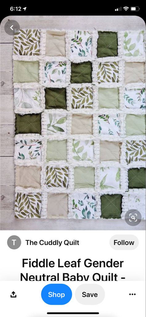 Gender Neutral Baby Quilt, Quilt Green, Neutral Baby Quilt, Neutral Quilt, Nursery Decor Neutral, Green Nursery, Green Quilt, Fiddle Leaf, Floral Quilt