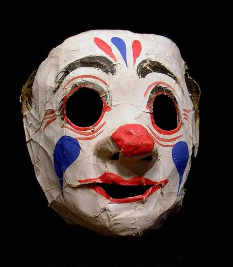 Vintage Halloween Masks, Scary Clown Mask, Cardboard Mask, Creepy Masks, Paper Mache Mask, Clown Mask, Clown Faces, Vintage Clown, Mask Ideas